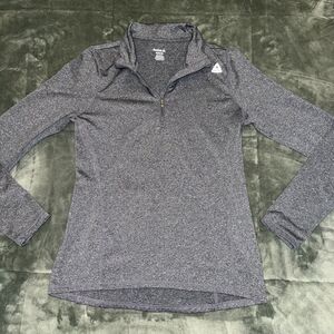 Reebok Top Women's Medium Gray Running Mock Neck Long Sleeve 1/4 Zip Pullover